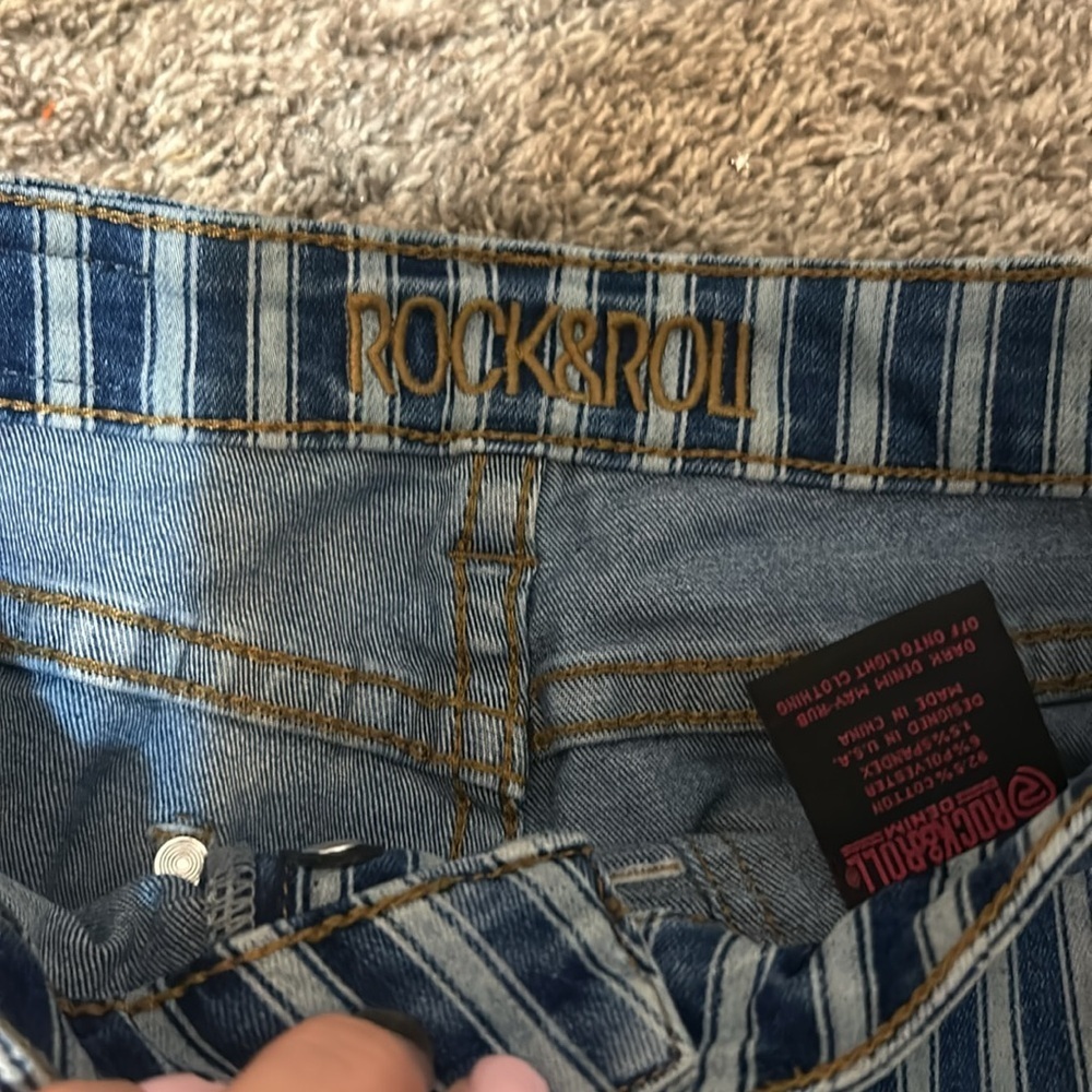 Rock & Roll Denim Y2K High Rise Flare Striped Jeans Size 25 - Picture 4 of 6